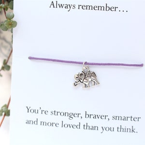 Elephant bracelet, gift for friend, mental health gift, friendship bracelet, best friend, string bracelet, cord bracelet, birthday gift Bild 5