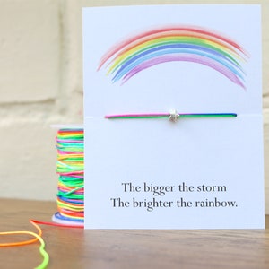 Rainbow bracelet, positivity gift, gift bracelet, gift for friend, mental health gift, friend gift, star bracelet, rainbow gift, stay strong image 3