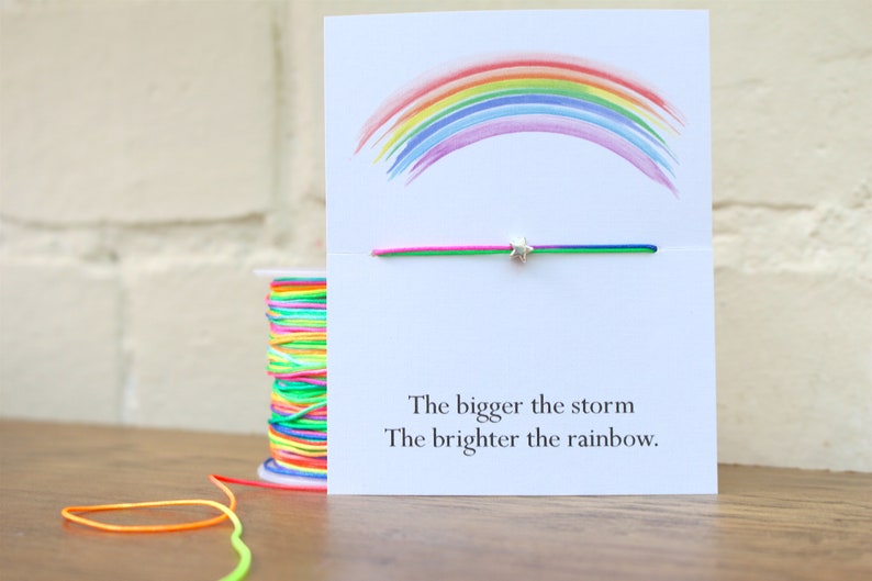 Rainbow bracelet, positivity gift, gift bracelet, gift for friend, mental health gift, friend gift, star bracelet, rainbow gift, stay strong image 3