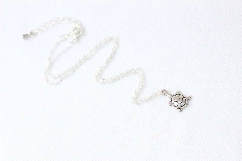 Silver turtle necklace, gift for her, tortoise necklace, birthday gift for friend, gift for sister, cute necklace, birthday necklace image 7