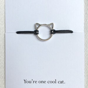Cat bracelet, cat lover gift, cat jewellery, cat lady, cord bracelet, gift for cat lover, cat charm, adjustable bracelet, gift for friend image 7