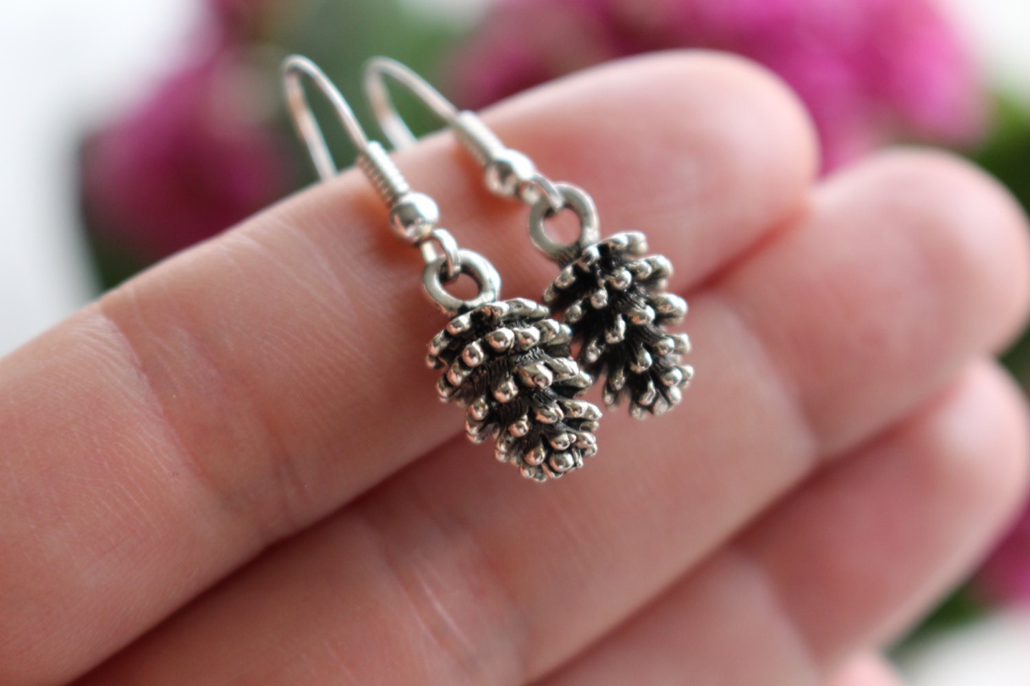 Pine Cone Earrings Silver Earrings Silver Jewelry Forest Etsy