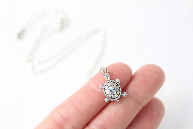 Silver turtle necklace, gift for her, tortoise necklace, birthday gift for friend, gift for sister, cute necklace, birthday necklace image 8