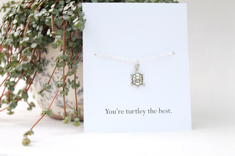 Silver turtle necklace, gift for her, tortoise necklace, birthday gift for friend, gift for sister, cute necklace, birthday necklace image 1
