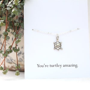 Silver turtle necklace, gift for her, tortoise necklace, birthday gift for friend, gift for sister, cute necklace, birthday necklace image 5