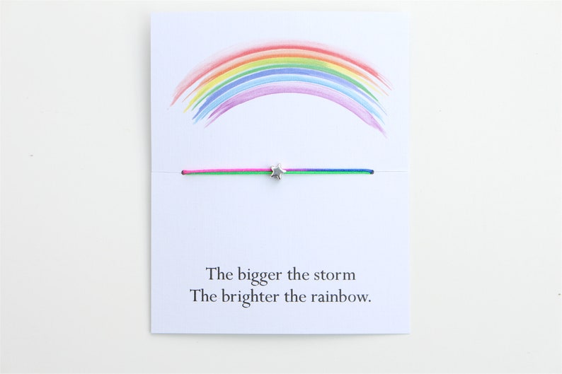 Rainbow bracelet, positivity gift, gift bracelet, gift for friend, mental health gift, friend gift, star bracelet, rainbow gift, stay strong image 9