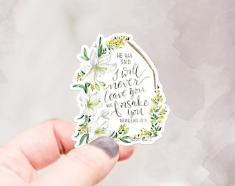 I Will Never Leave You watercolor Verse stickers, Hebrews 13:5