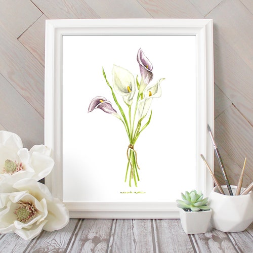 Watercolor Calla Lily Flowers Botanical Art Watercolor - Etsy