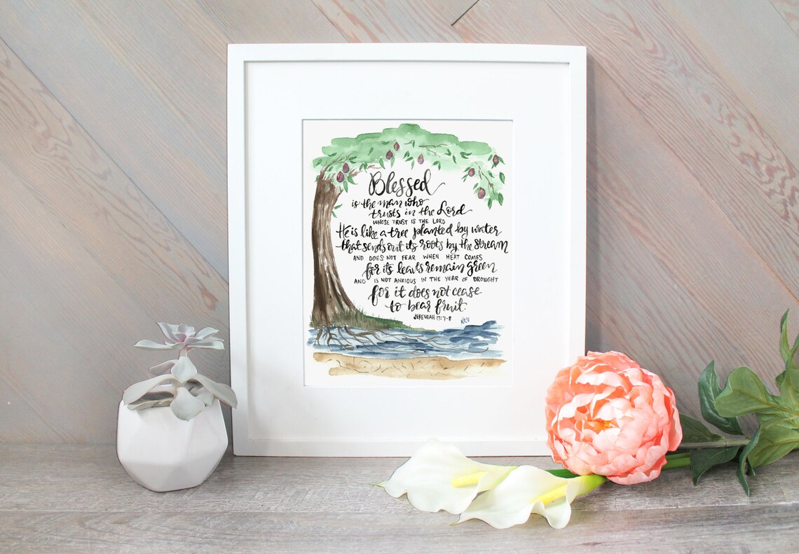 Tree Scripture Verse Inspirational Watercolor Print Jeremiah - Etsy