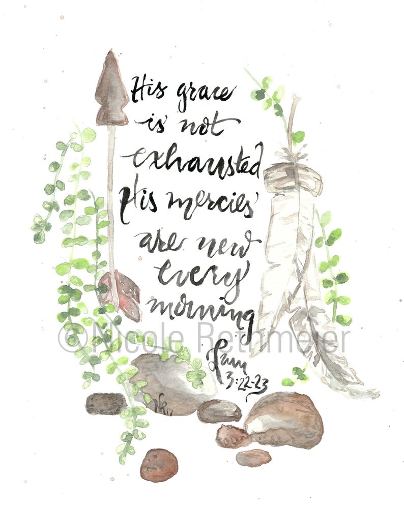 Handlettering Bible Verse Aquarelle Print New Every Morning Etsy