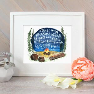 CS Lewis Friendship Quote watercolor print, friendship handlettering art, campfire summer painting image 3
