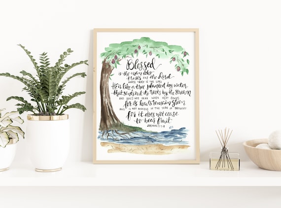 LIVE IN VERSE ～THE BEST～ Tree Scripture Verse Inspirational Watercolor Print - Jeremiah 17