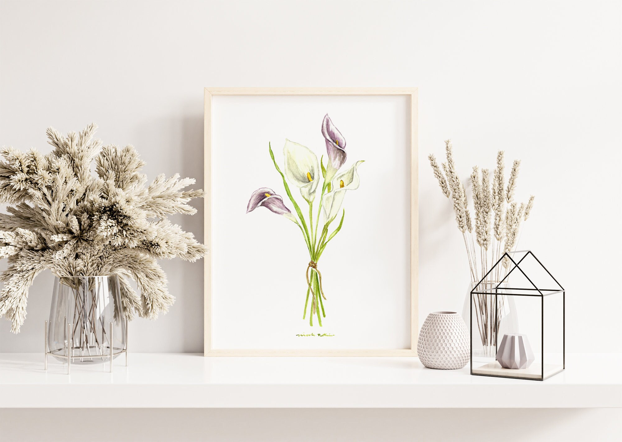 Watercolor calla lily flowers - Botanical Art Watercolor