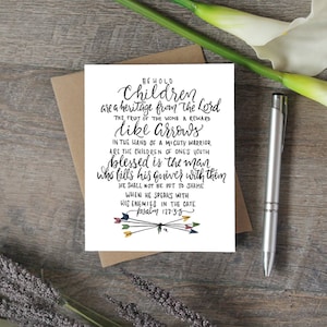 Vatertag Aquarell Vers 5 x 7 Karte, leer innen mit Kraft Umschlag, Handschrift, religiöse