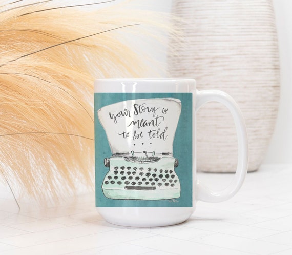 Typewriter Watercolor Mug - Handlettering, hand painted watercolor design