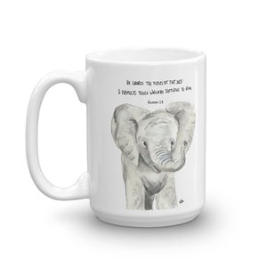 Elephant Bible Verse Watercolor Handlettering mug - Proverbs 2:8 | He guards the path of the just, He protects the faithful