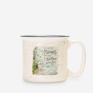Fuerza para el cansado Isaías 40:29 - Taza de cerámica para campamento de 13 oz