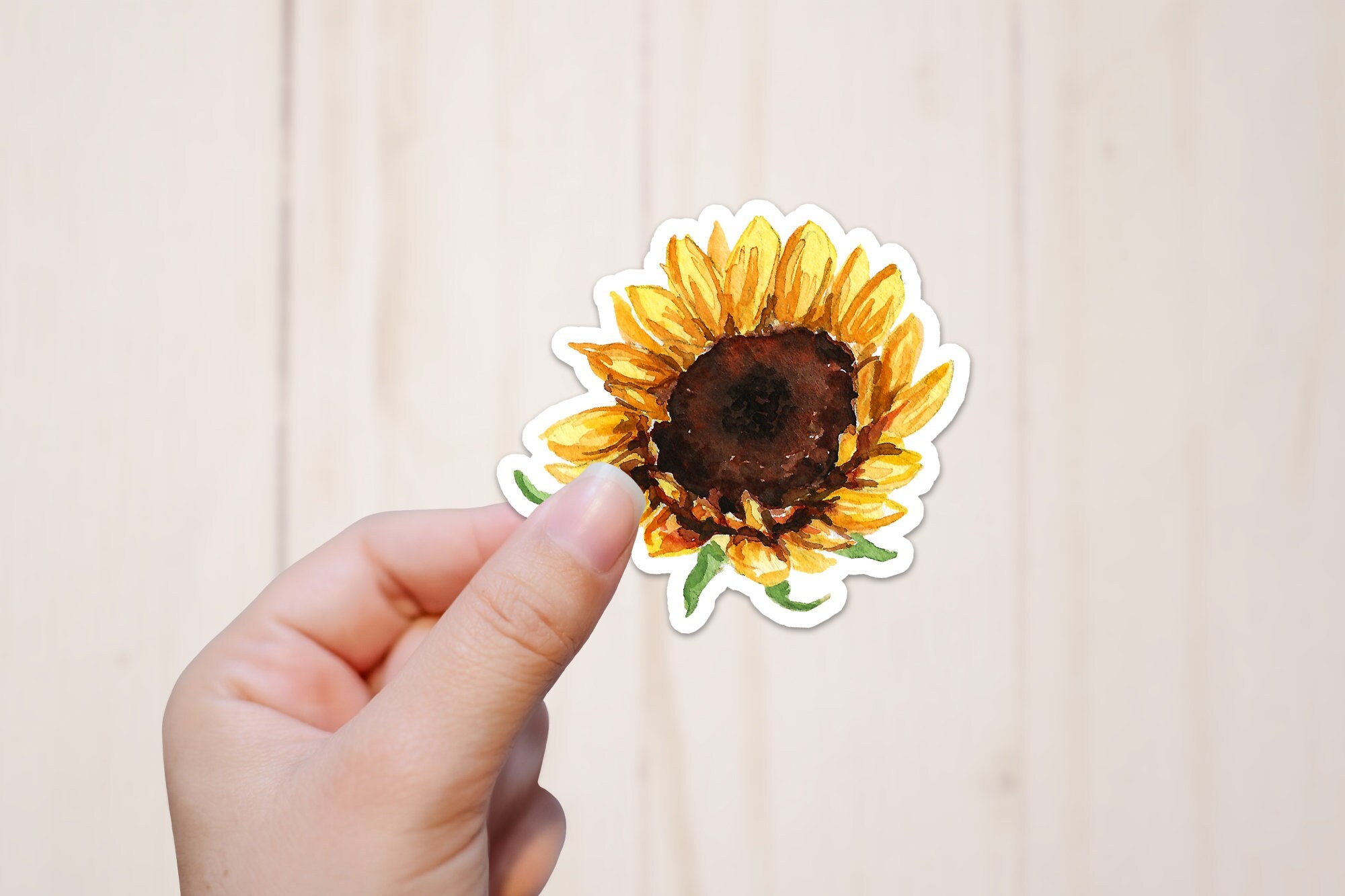 Watercolor Sunflower Sticker: Durable Vinyl Flower Decal - Etsy