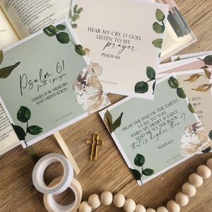 Verse cards set of 8, Psalm 61 Faith and Prayer pack, Watercolor floral scripture cards