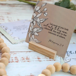 Conjunto de 9 cartões de versículos, pacote de humildade de Filipenses 2, cartões de escrituras florais em aquarela