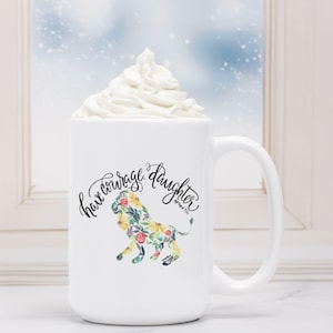 Scripture watercolor mug - Have Courage daughter Matthew 9:22, lion floral watercolor, daughter gift, teen girl