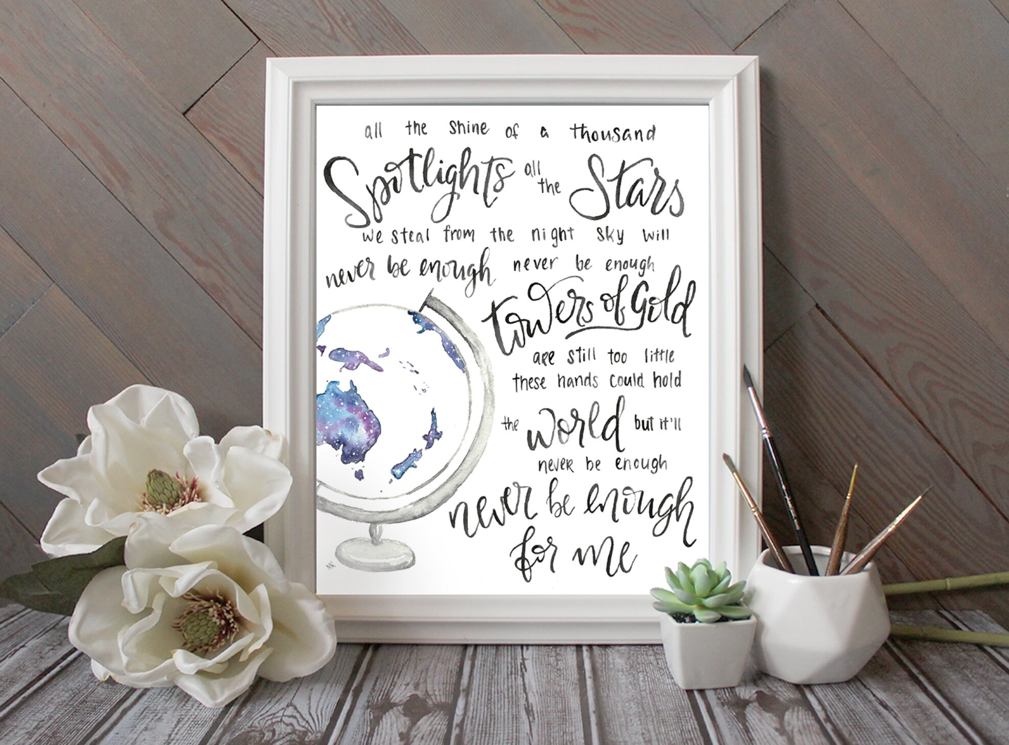 Never Enough Quote Watercolor Print Lyric Art From Greatest Etsy