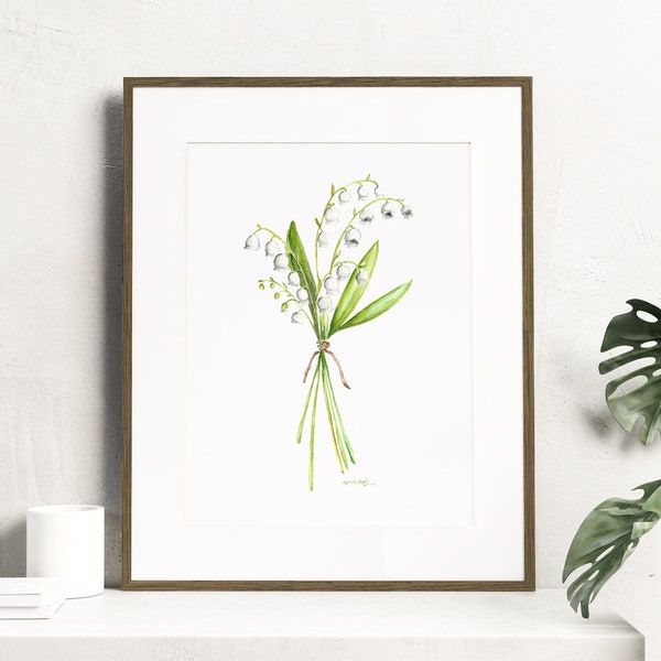 Watercolor lily of the valley flowers - Botanical Art Watercolor, birth month flowers - May