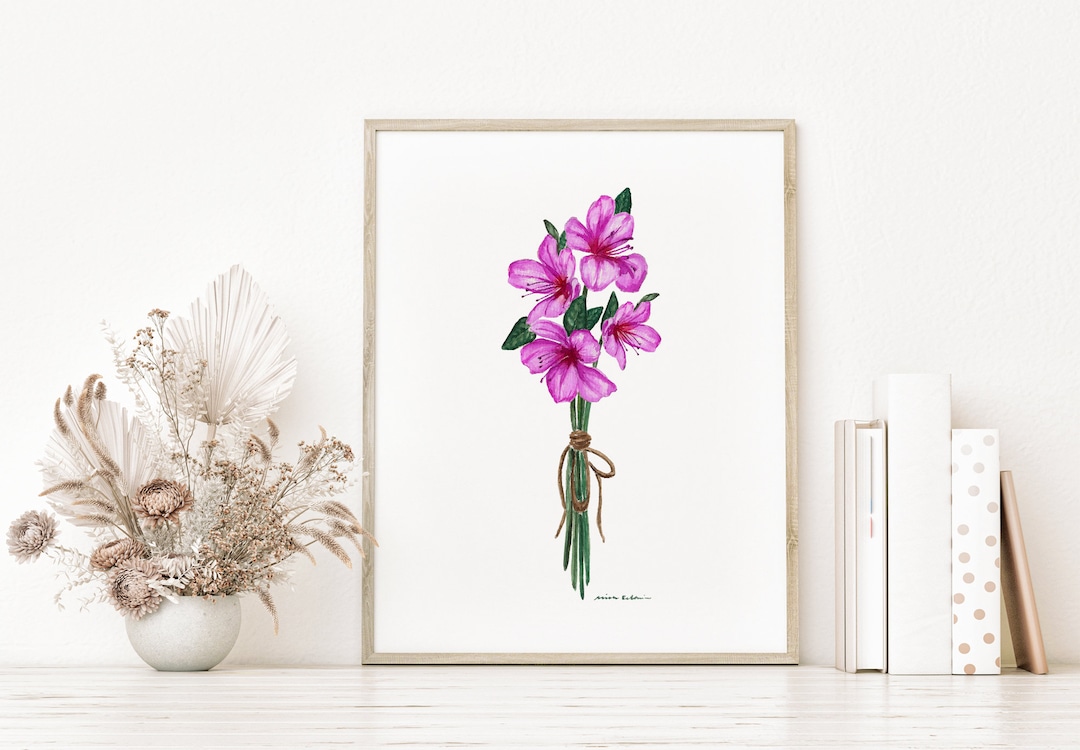 Watercolor Azalea Flower Art Print: Botanical Family Decor - Etsy