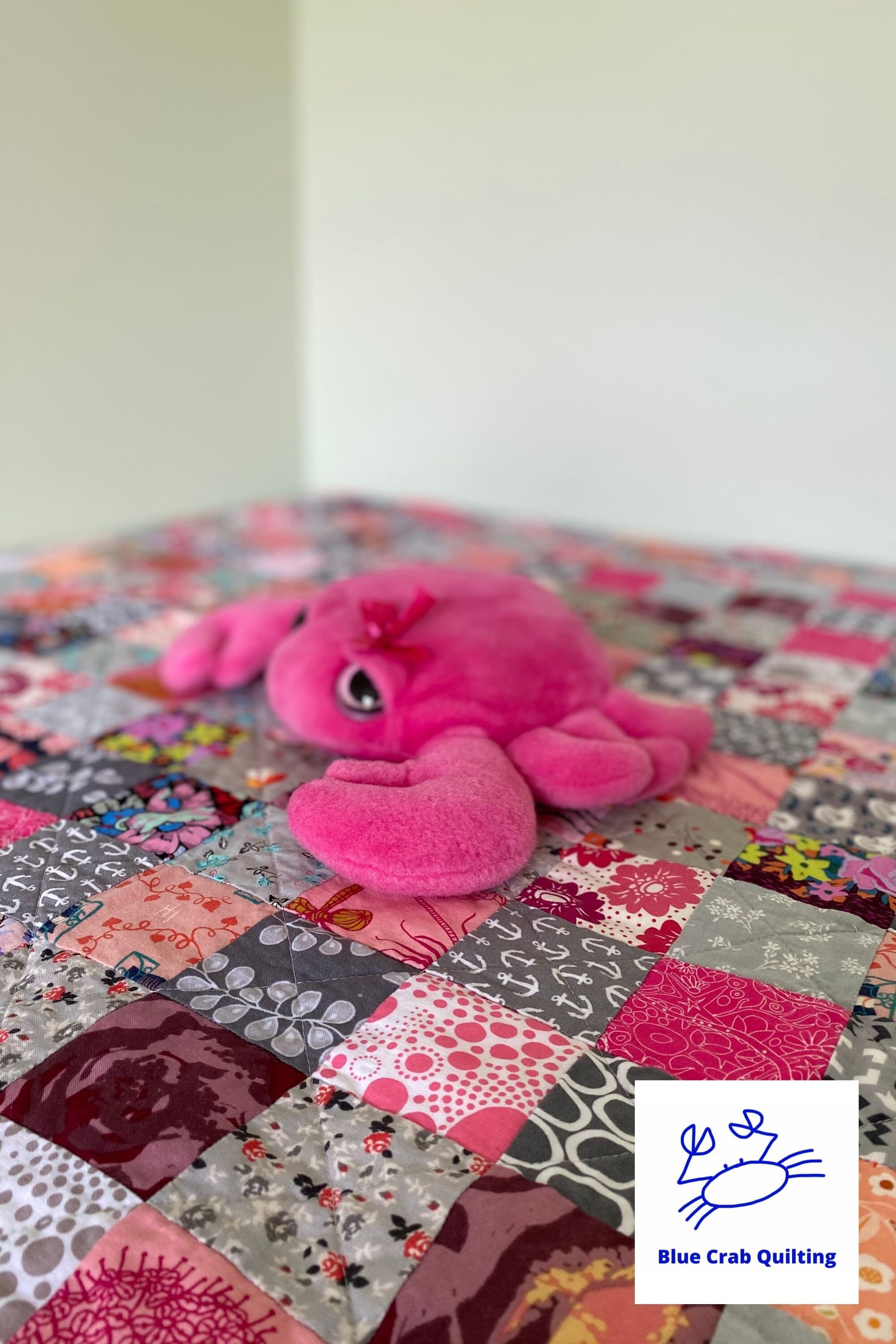 Pink and Gray Baby Quilt Nursery A Patchwork Crib Size Etsy