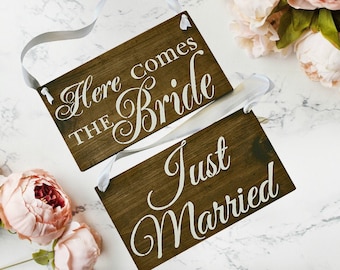 Just Married Sign | Here Comes the Bride | Ring Bearer Sign | Wedding Ceremony | Custom Wedding Signs | Rustic Wedding | Custom Signs