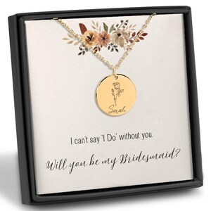 Bridesmaid Proposal Gift Personalized Birthflower Name Necklace Custom Jewelry for Bridesmaids Fall Wedding Will You Be My Bridesmaid Gift