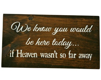 In Loving Memory We Know you would be here today...if Heaven wasn't so far away Table Sign Rustic Wedding Wood Sign Wooden Signs Custom Sign