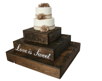 Rustic Wedding Country Barn Farmhouse Distressed Cake Cupcake Stand 3 Tier Rustic Wooden Country Woodland Photo Prop Dark Walnut White
