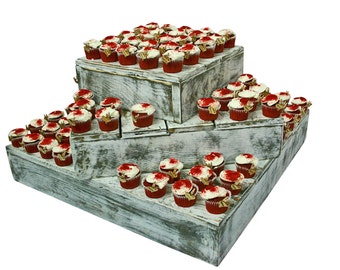 Wood Cake Cupcake Stand 3 Tier Wedding Country Barn Farmhouse