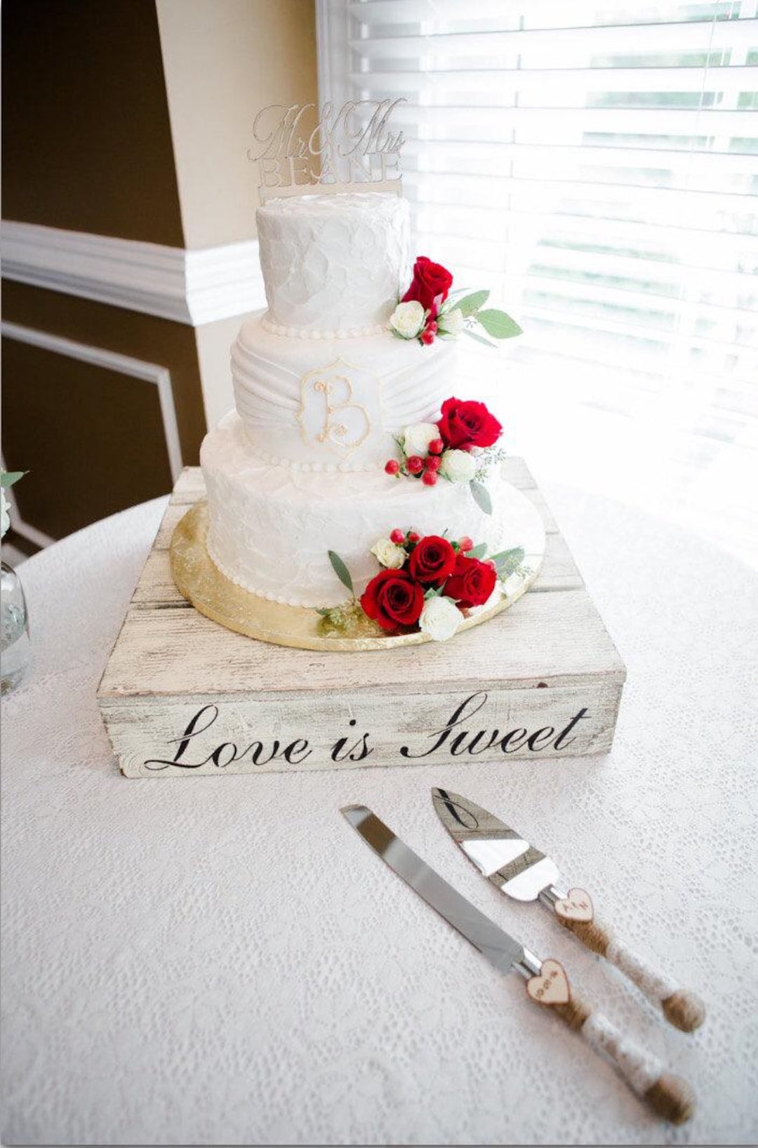 Distressed Vintage Wedding Cake Stand Rustic Chic Wedding Love is Sweet ...