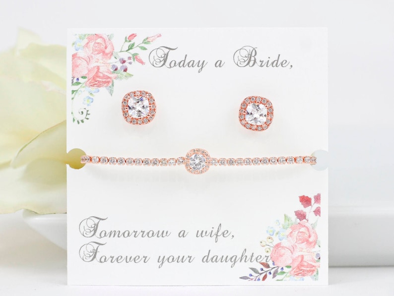 Wedding Jewelry Bridal Jewelry Sets Rose Gold Wedding Jewelry Bridesmaid Gifts Personalized Gifts Weddings Bridesmaid Jewelry