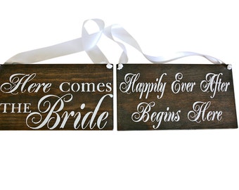 Here Comes The Bride Sign | Wedding Signs | Rustic Wedding | Ring Bearer Signs | Wedding Photo Props | Uncle Sign | Custom Signs | Wood Sign