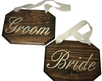 Rustic Wedding Country Barn Farmhouse Wedding Bride & Groom Chair Sign Sweetheart Table Signs Chair Decor Country Wedding