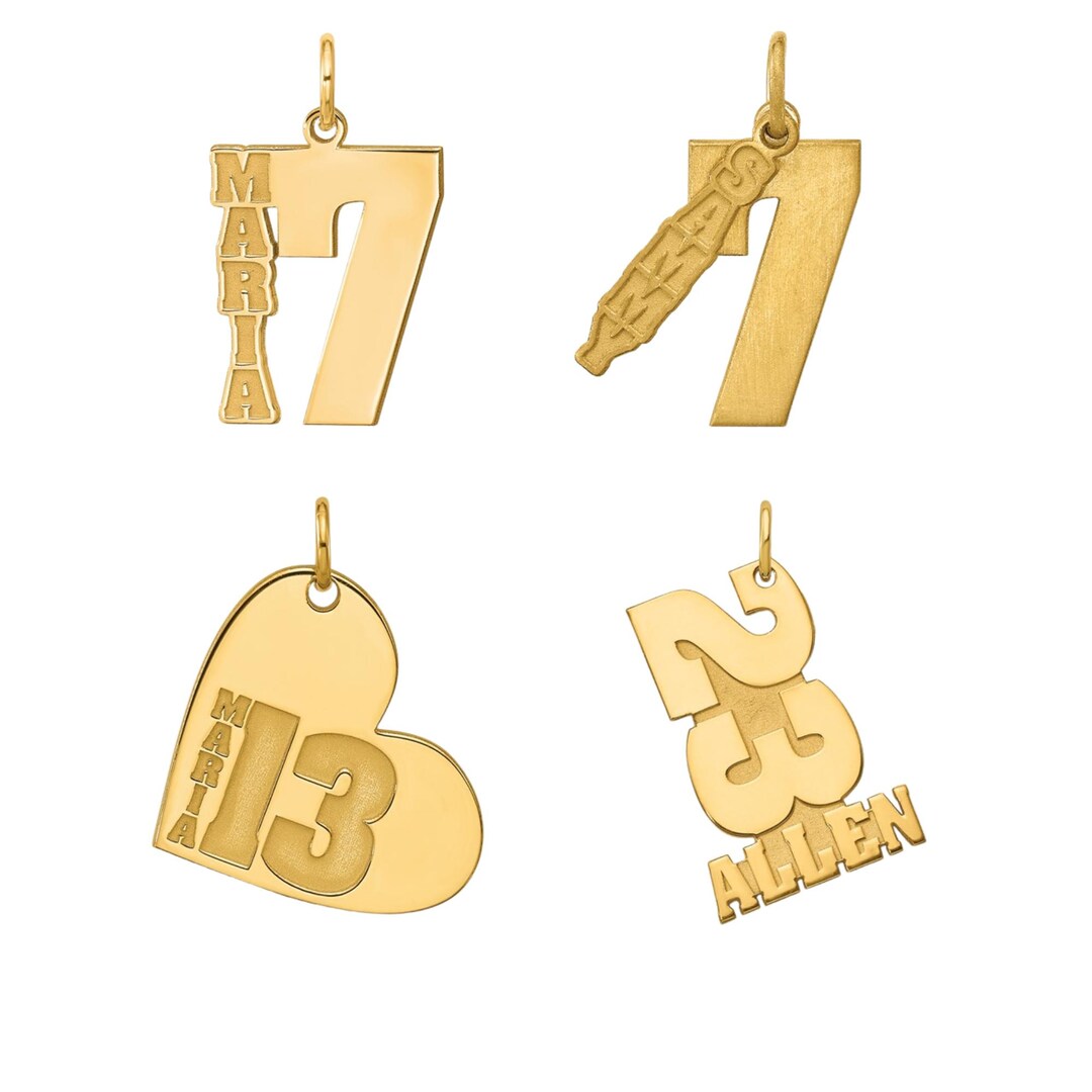 Engraved Monogram Custom Name & Number Charm Pendant - Personalized ...