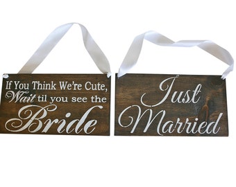 Rustic Wedding Sign | Here Comes the bride sign | Just married Sign | Custom Wedding Sign | Ring Bearer Signs | Custom signs | Uncle Sign