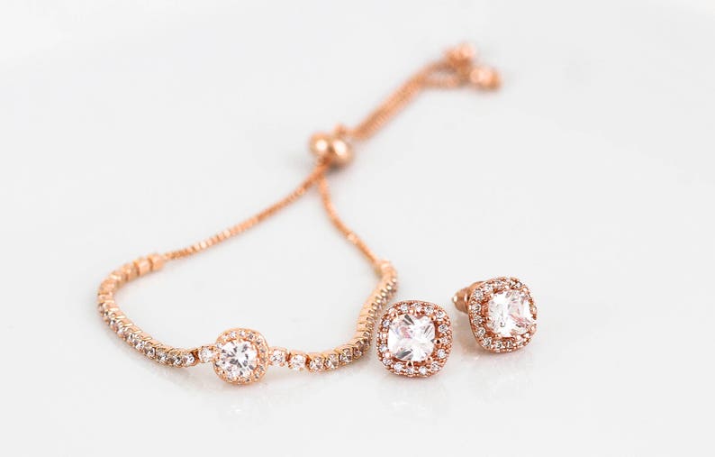 Wedding Jewelry Bridal Jewelry Sets Rose Gold Wedding Jewelry Bridesmaid Gifts Personalized Gifts Weddings Bridesmaid Jewelry