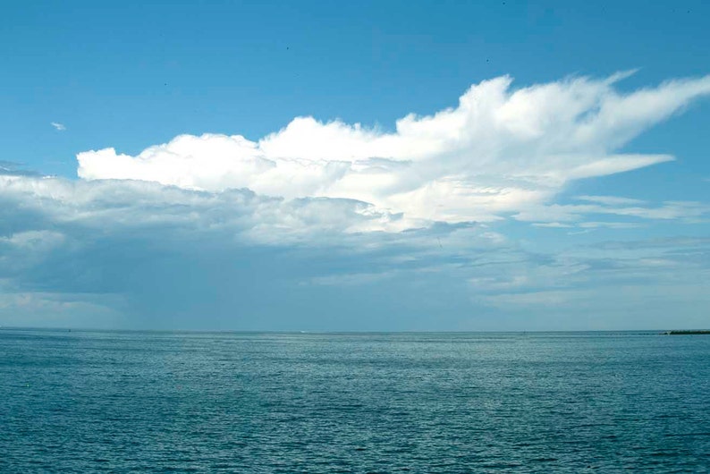 Photo Print Ocean Skyline Turquoise Sky Dramatic White | Etsy
