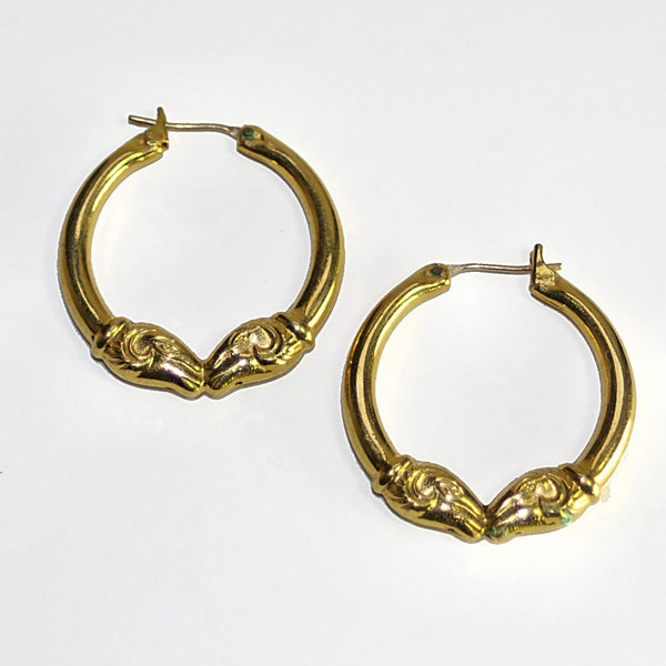 Aries Pierced Earrings Goldtone Aries Earrings Aries Jewelry Zodiac Earrings Zodiac Jewelry Ram Earrings Ram Jewelry Gold Hoop Earring
