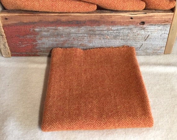 Ragged Robin, a Red,Orange,Yellow Herringbone Mill Dyed Wool Fabric for Rug Hooking, Applique, Penny Rugs, Fiber Arts, Fat Quarter Yard W354