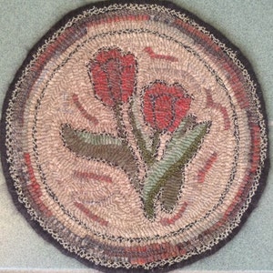 Rug Hooking Pattern for Tulip Chair Pad, on Monks Cloth or Primitive ...