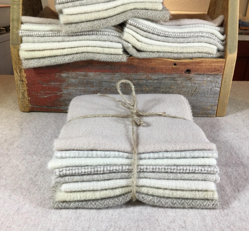 Off White wool bundle, Hand and millDyed Wool for Rug Hooking, Applique, Penny Rugs, Quilting