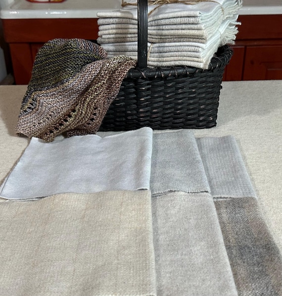 Antique  Lights & Shadows, Off White/Gray Bundle, Hand-dyed Wool for Rug Hooking, Applique, Penny Rugs, Quilting, Six 1/16 Yd Pieces W680