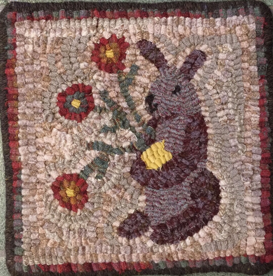 Spring Hooked Rugs Rug Hooking Pattern, Lilac the Spring Bunny, 8