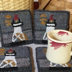 Rug Hooking Pattern , 4 GM Lighthouse  Mug Rugs 5&quot; x 5&quot;, P149