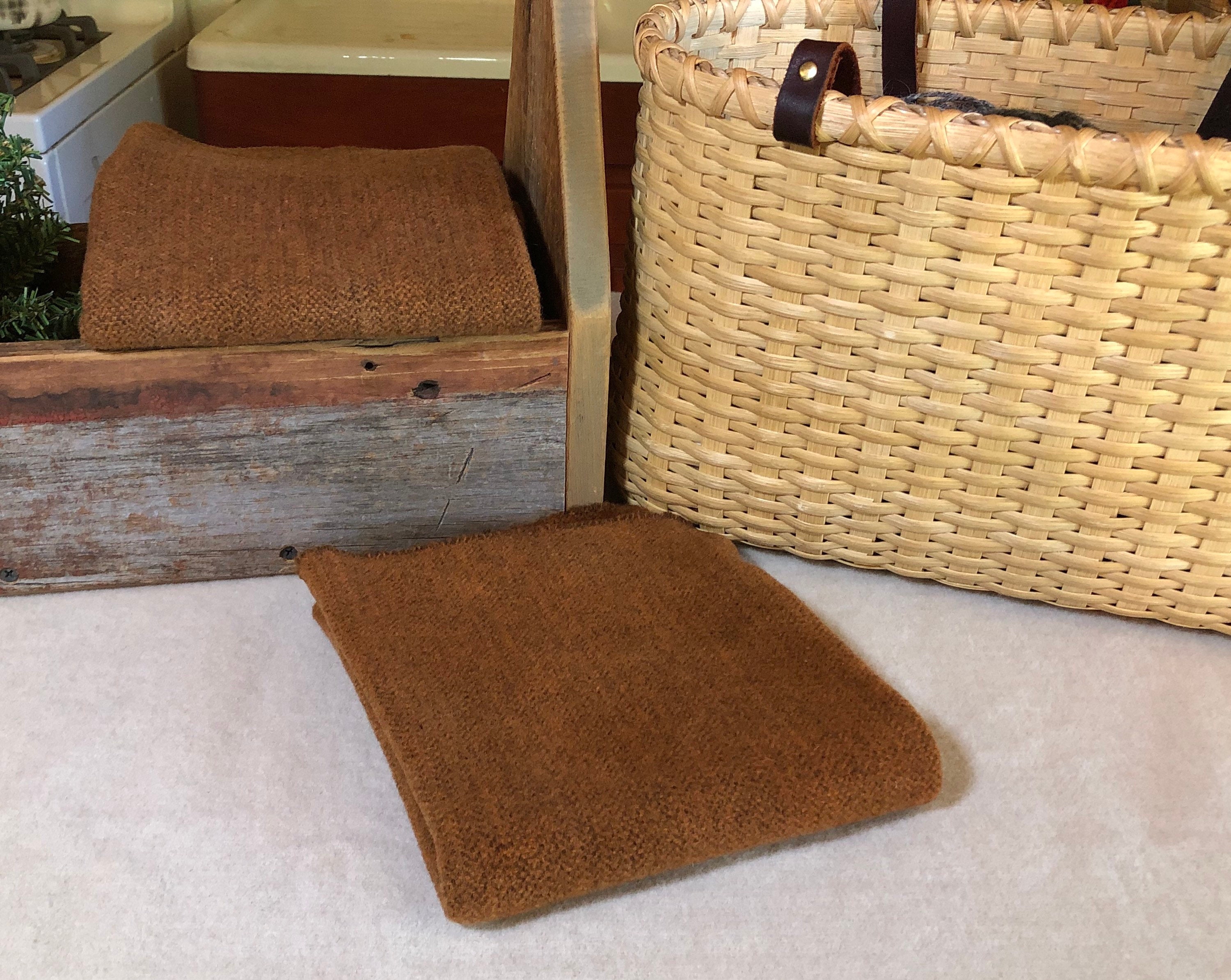 Green Hand Dyed Wool Fabric Gold 15 Piece Collection for Primitive Rug Hooking Fall Tones Wool Applique Pumpkin Rust Brown